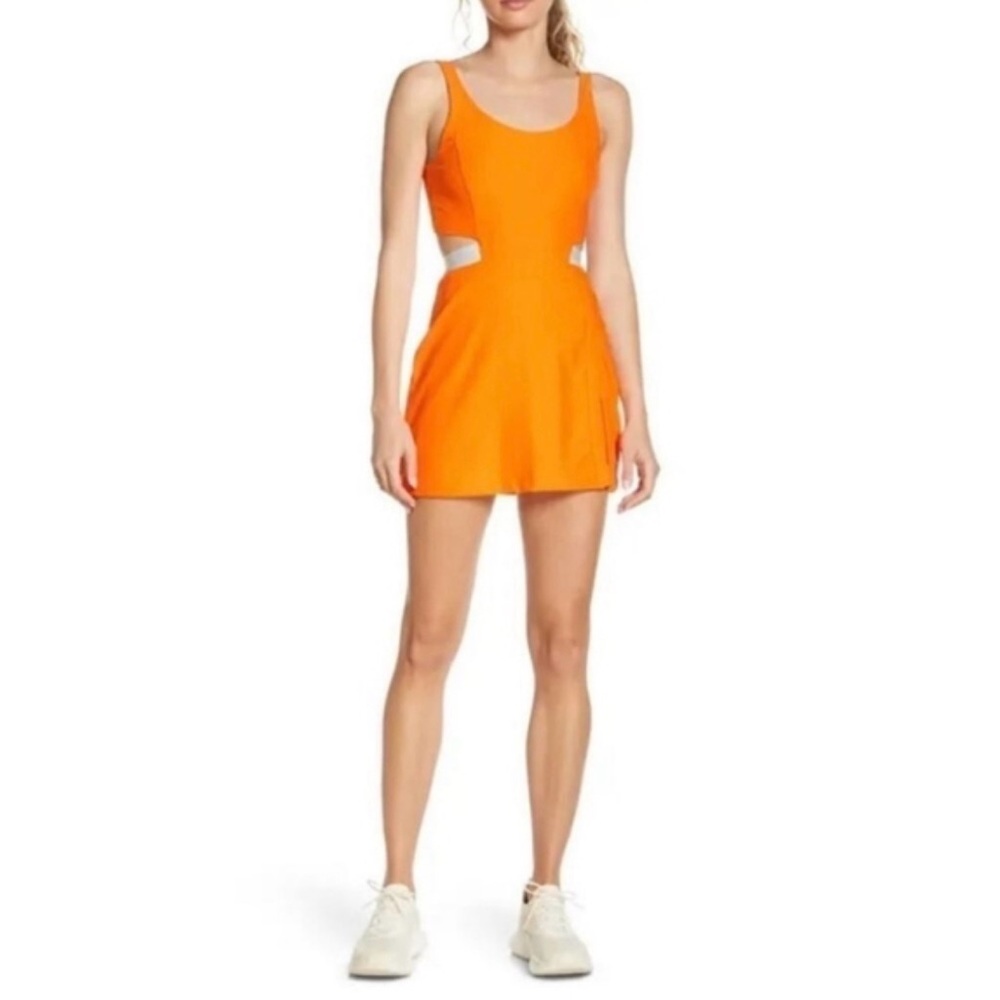 Outdoor Voices Bright Orange Cutout Mini Dress